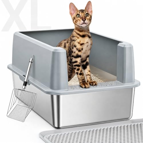XL Stainless Steel Litter Box (22- Gray (Pack of 1))