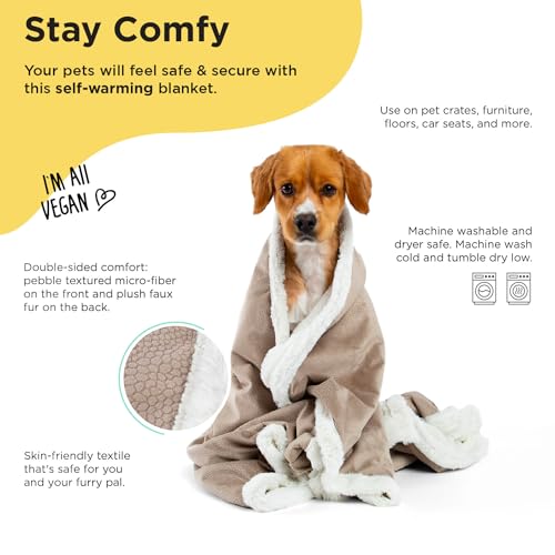 Premium Self Warming Ilan Microfiber Faux Fur Pet Throw Blanket 40x50 in Wheat