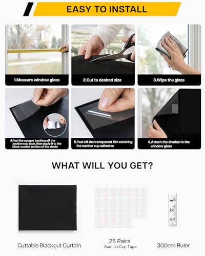 Portable Blackout Curtains (Black / 57"W × 118"H)