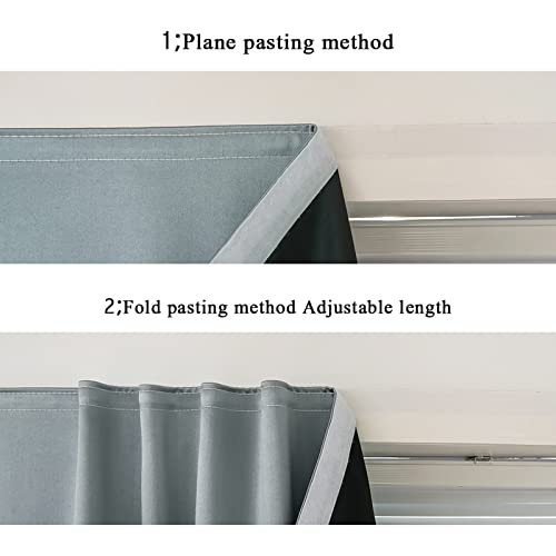 100% Window Blinds Blackout Portable Blackout Curtains Adhesive Curtains for Living Room No Drilling (Silver Grey/ Thickened / 47"W x 72"L (Pack of 1))