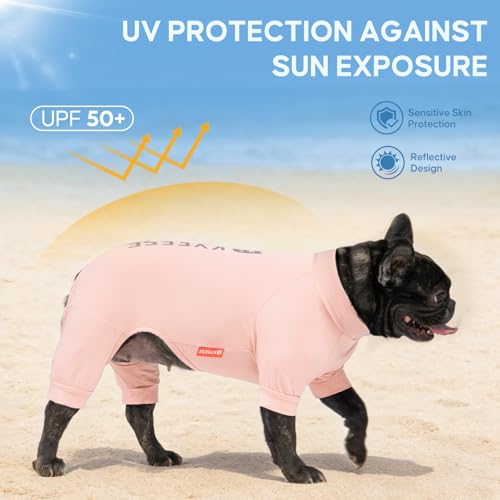 UPF50+ Dog Sun Shirt for Small Dogs Cooling Onesie for UV Protection (Large (15-22lbs) / Pink)