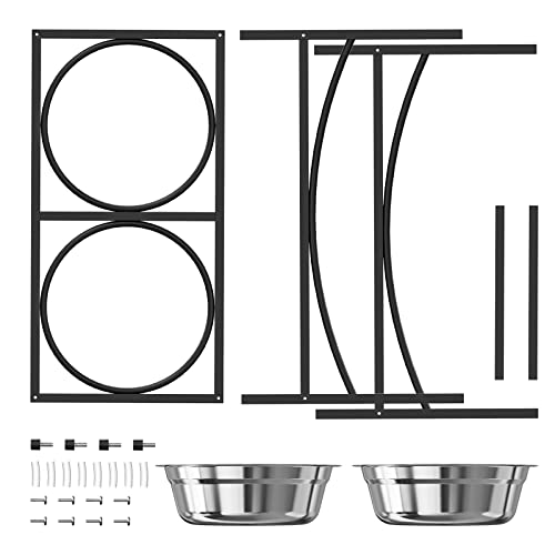 Dog Bowls Raised Pet Feeder with Stand (Black Medium)