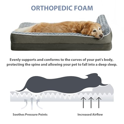 Orthopedic Washable Dog Bed (Dark Green / 42.0"l x 30.0"w x 7.5"th)