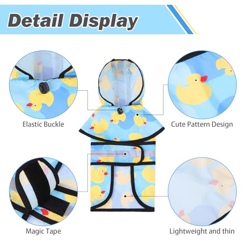 Dog Raincoat Hooded Slicker Poncho with Leash Hole (M:15-20lbs / Cute Duck)