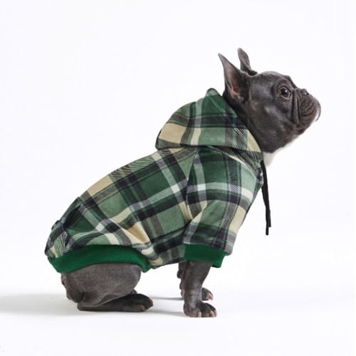 Dog Hoodie Buttery (Green Plaid / Large)