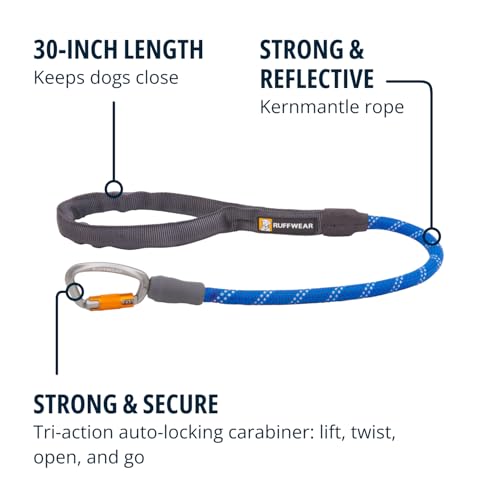 Knot-a-Long Dog Leash, 30-inch Short Rope Lead, Blue Pool (Blue Pool / One Size)