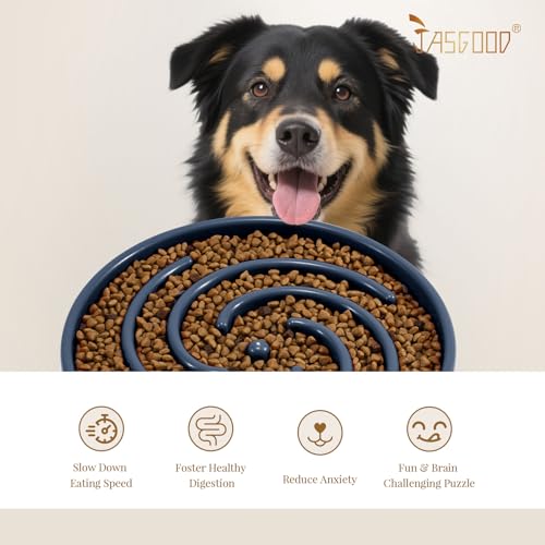 Slow Feeder Dogs Bowl for Large Medium Dogs (Large / G-Ink Blue)