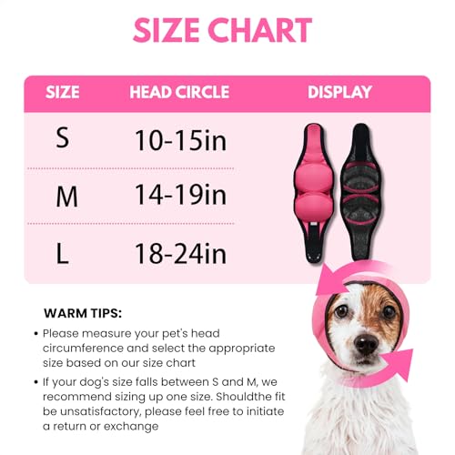 Waterproof Ear Covers for Bath & No Flap Ear Wraps for Dogs (A-PINK / S(Head Circle:10-14))