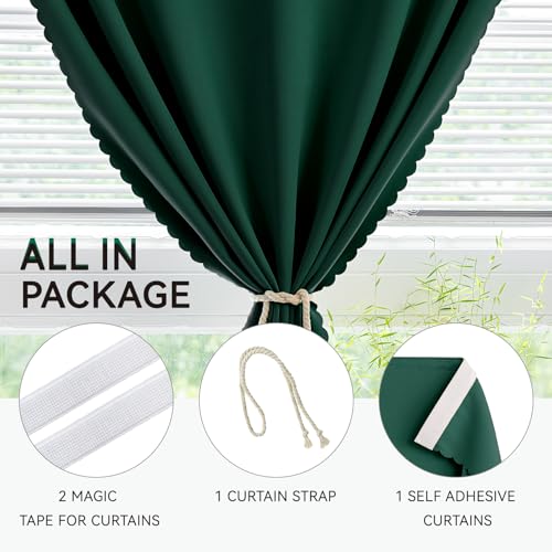 Adhesive Blackout Curtains for Window (Dark Green / 47"W x 71"L (Pack of 1))