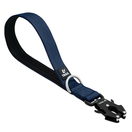 14 Inch Traffic Dog Leash with Padded Handle (Navy Blue)