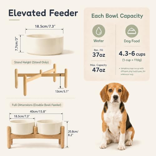 Ceramic Dog Bowls Elevated (Light Yellow)