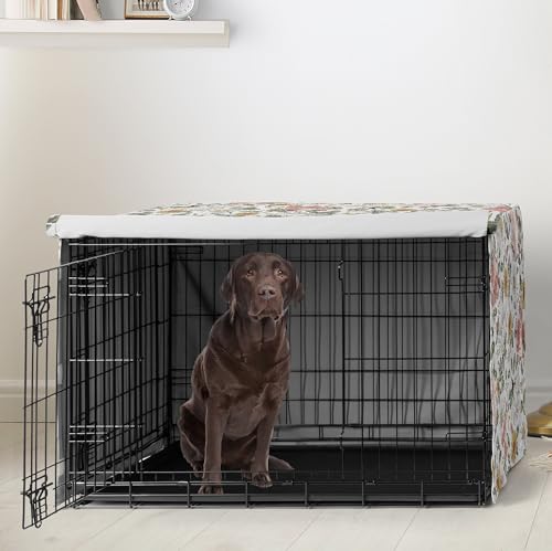 42in. Medium Large Dog Crate Cover (Vintage Floral Pink and Green / 42.0"L x 30.0"W x 28.5"H)