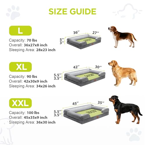 Waterproof Orthopedic Dog Bed for Extra Large Sized Dogs (X-Large(42"L x 30"W x 9"Th) / Grey)