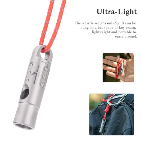 Titanium Whistle Emergency Survival Safety Whistles with Lanyard Loud for Outdoor Camping Hiking Coaches Training Sports Keychain Whistle (1 PCS - Ti9016)