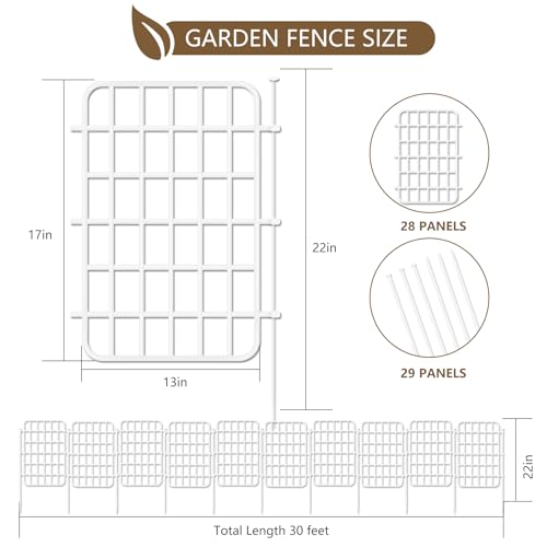30ft x 17in Garden Fence Animal Barrier (White / 28 Panels, 30ft x 17in)