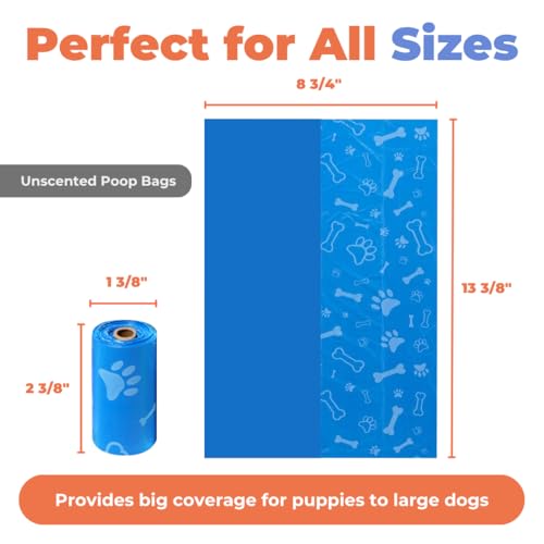Poop Bags for Dogs (Blue (Unscented) / 150 Bags)