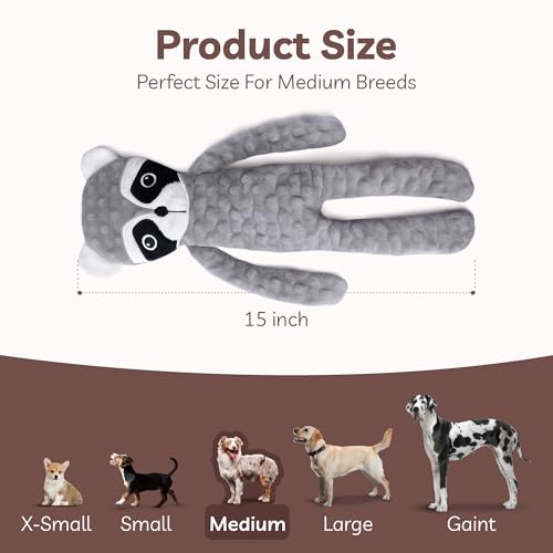 No Stuffing Dog Toys Squeaky for Large Dogs (For Small Breed / 1 Pack - Raccoon)