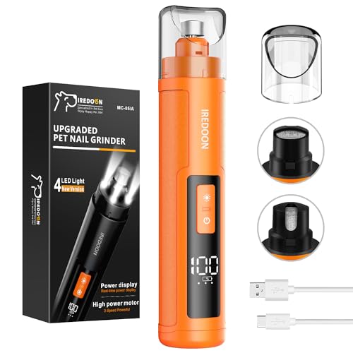 Dog Nail Grinder with 4 LED Lights (Orange)