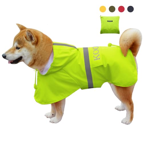 Dog Raincoat Waterproof Hooded (Fluorescent Yellow / 3XL-Fit for 33 to 44 pounds)