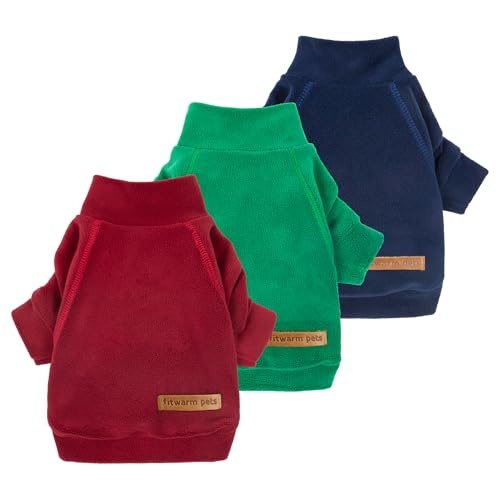 3 Pack Classic Fleece Dog Sweater (X-Small / Red Green Navy Blue)