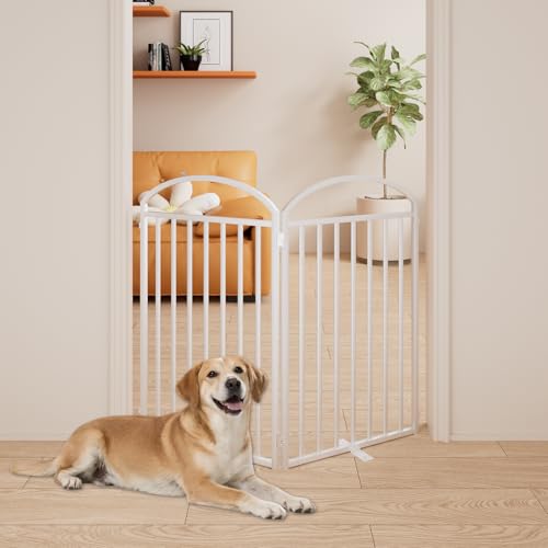 2 Panels Full Matel Freestanding Dog Gates (【2 Panels】48"W*36H" / White)