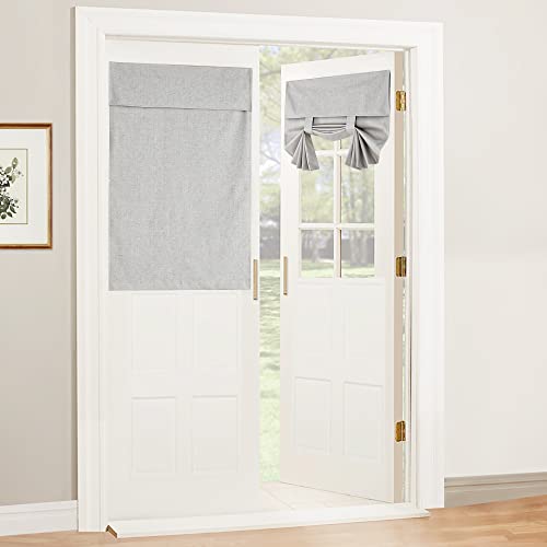 Natural Linen Textured French Door Window Curtains 100% Blackout (Concrete Grey / 34"W x 40"L (Pack of 1))