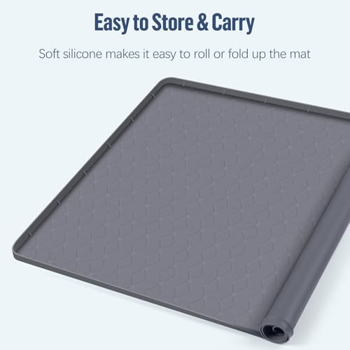 Pee Pad Holder for Dogs 34''x22'' Silicone Puppy Pee Pad Tray (Dark Grey)