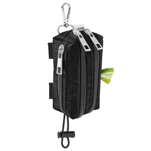 Dog Poop Bag Holder for Leashes and Treat Holder with 3 Waterproof Pouches (Midnight)