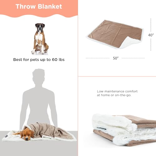Premium Self Warming Ilan Microfiber Faux Fur Pet Throw Blanket 40x50 in Wheat