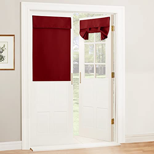 Kitchen Window Curtains Stick on Small Curtains for Back Door (Burgundy Red / 26"W x 40"L (Pack of 1))