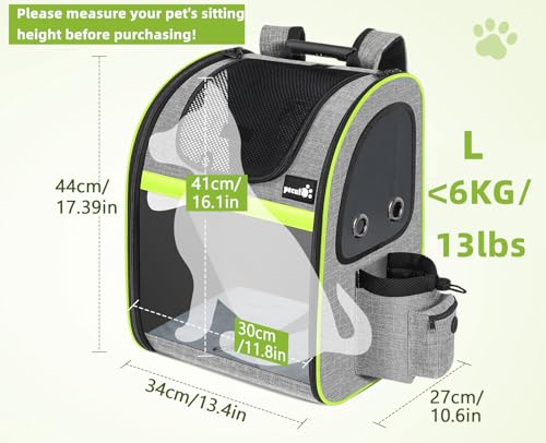 Cat Backpack Expandable (Grey / 12.6"L x 10.2"W x 16.5"H)