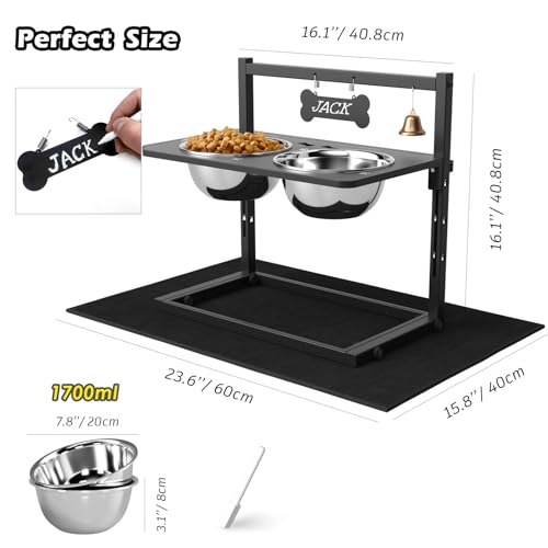 Elevated Dog Bowls with Mat (metal plate - large dogs)