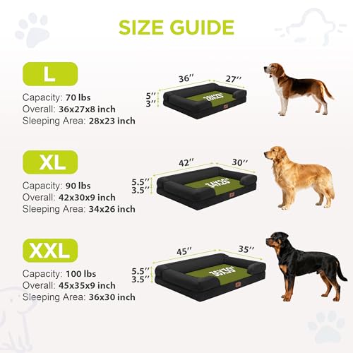 Waterproof Orthopedic Dog Bed for Medium Large Sized Dogs (36 x 27 x 7.5 in / Black)