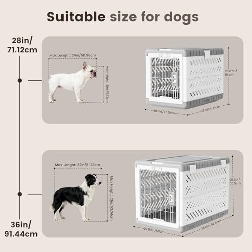 Collapsible Dog Crate for Medium (Grey / 28.0"L x 18.3"W x 20.9"H)