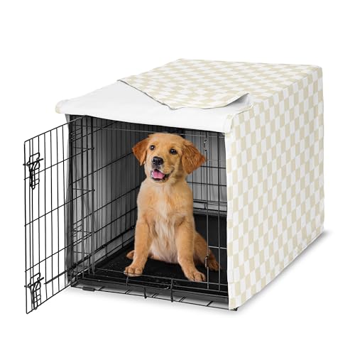 36in. Medium Dog Crate Cover (Taupe and White Checkered / 36.0"L x 23.5"W x 24.0"H)