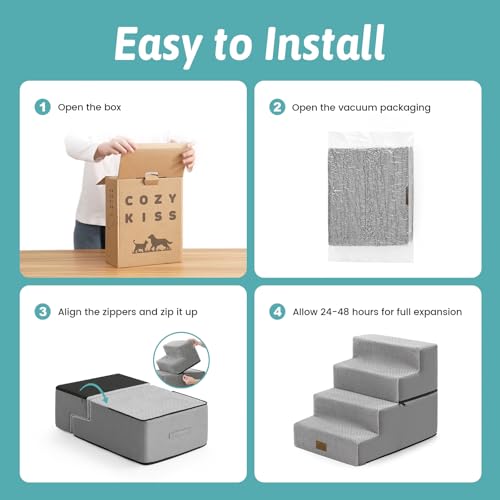 Dog Stairs for Small Dogs (Grey / 17.7x23.6x17.7 inch)