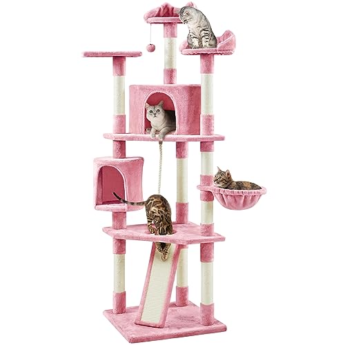 79in Multi Level Cat Tree for Multiple Cats with 9 sisal Posts (Pink)