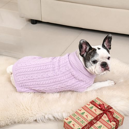 Dog Sweater 2 Pack for Medium Dogs (Pink & Purple / Large)