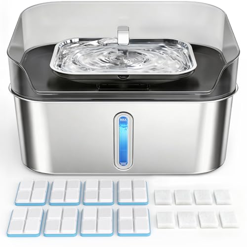 Large Stainless Steel Dog Water Fountain no Spill (Silver)