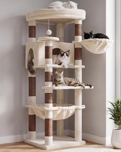 53.1" Corner Cat Tree for Large Cats (53 inch / Beige)