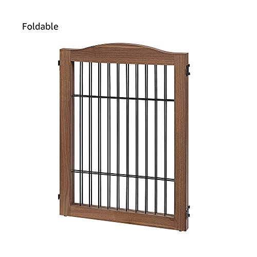 44" Wide and 31.5" Height Dog Gate and Extension Kit (Walnut / 44"W×31.5"H)