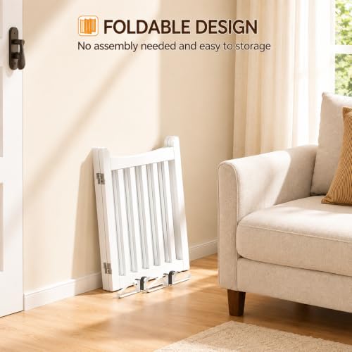 Freestanding Wooden Dog Gate (White / 60″ W × 24″ H)