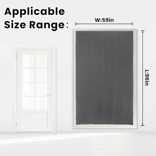 Magic Tape Blackout Curtains for Bedroom No Drillng Self Adhesive Curtains No Rod Small Window (59"W x 96"L (Pack of 1) / Grey)
