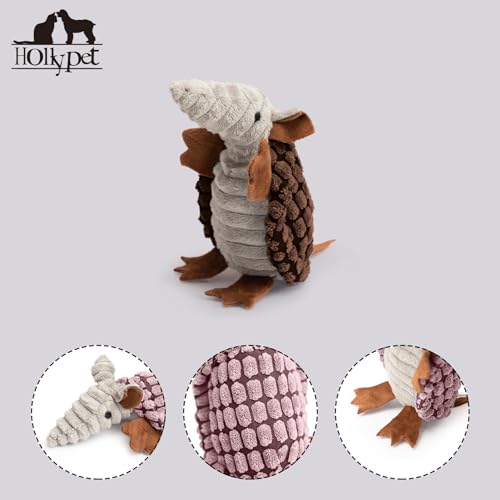 Armadillo Squeaky Puppy Dog Toys for Small Medium Dogs (6 IN / Brown)