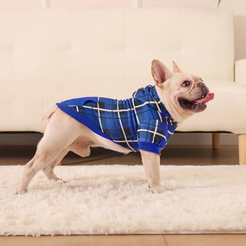 Plaid Dog Hoodie (X-Small / Navy Blue)