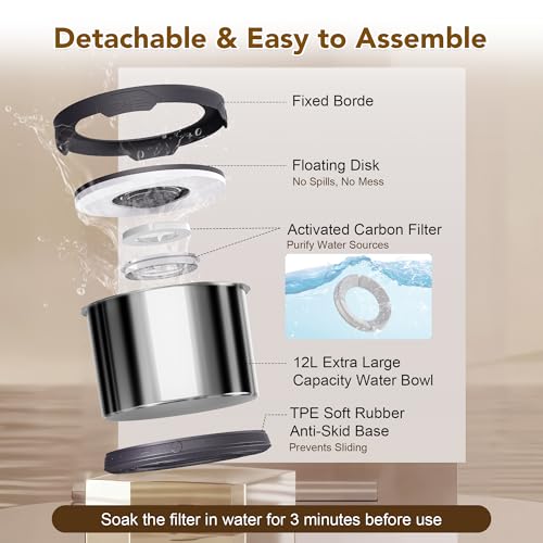 12L Dog Water Bowl No Spill Stainless Steel for Slow Drinking Gray (12L / Grey)