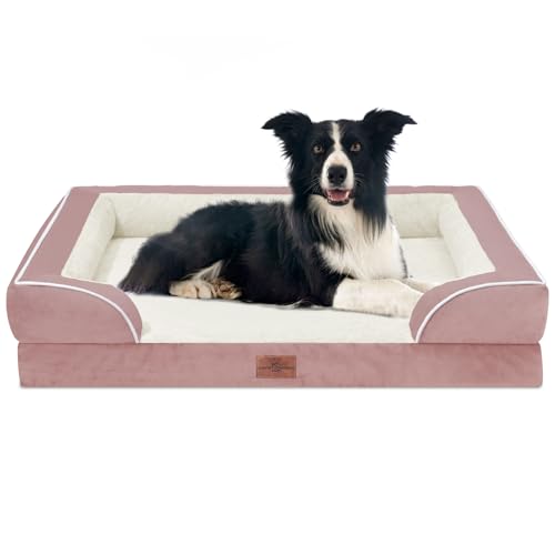 Waterproof Orthopedic Dog Beds for Large Sized Dog (36.0"L x 27.0"W x 8.0"Th / Pink)