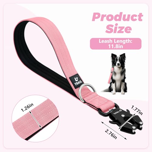 14 Inch Traffic Dog Leash with Padded Handle (Pink)