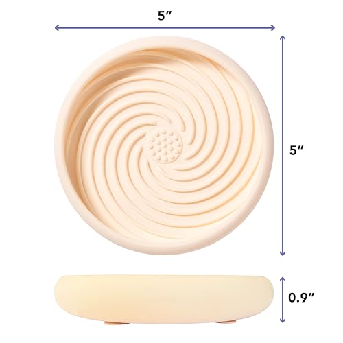 Lick Dish Silicone Lick Mat + Slow Feeder for Cats & Small Dogs (Almond / Small)