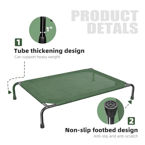 Raised Dog Bed for Large Dogs (47.75"L x 30.5"W x 8"Th / Green)